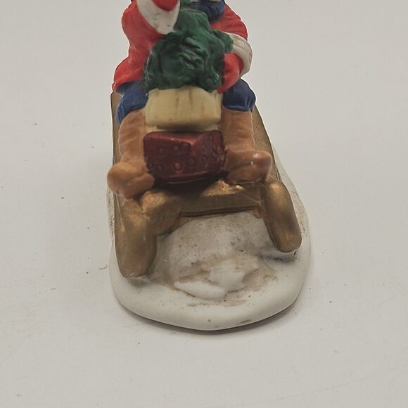 Vintage Russ Berrie & Co. Waving Child on Sleigh with Tree - Picture 8 of 16